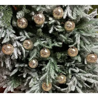 12er Set edle Luxus Glas Weihnachtskugeln Ø 8cm Weihnachtsbaum Kugeln Christbaumkugeln Weihnachts Deko (12 Stück Gold Crackle)