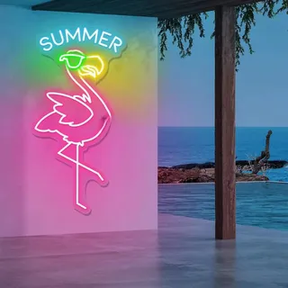 Xusdamyj Flamingo Neon Sign Led Light Decoration Custom Flamingos Decor Summer Party Decor Tropical Neon Sign Personalized Gifts