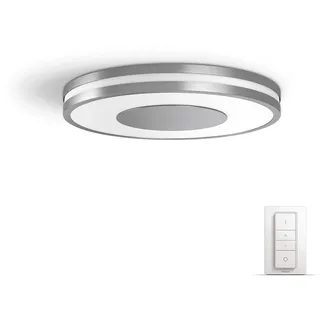 Philips Hue White Amb. LED-Deckenleuchte Being inkl. Dimmschalter, aluminium, dimmbar, alle Weißschattierungen, steuerbar via App, kompatibel mit Amazon Alexa (Echo, Echo Dot)