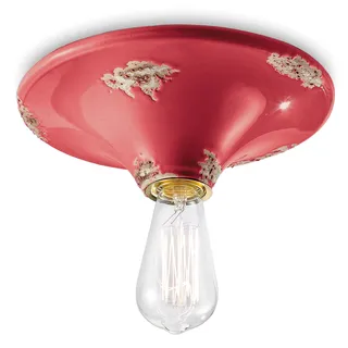 Ferroluce Retrò Deckenleuchte Vintage E27, 77 W, rot glänzend, 25 x 9 cm