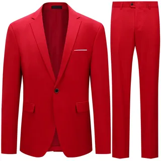 Allthemen Herren Anzug 2 Teilig Slim Fit Anzüge Business Sakko Hose Set | Hochzeit, Formelle, 1 Knopf, Revers, Einfarbig, Einreihiger, Modern Fit, Smoking, Komplett Set, Elegant - 3XL