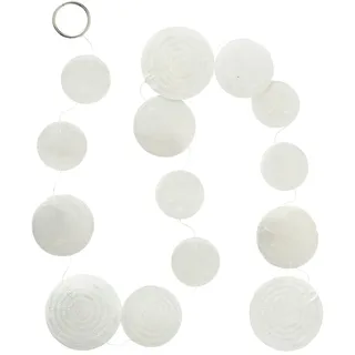 Acura Styles Capiz Deko Girlande hängend weiß -1 Stück, Länge 120 cm Fensterdeko Boho Perlmutt Scheiben Muschel Kette zum Aufhängen Windspiel Wind Chimes Wanddeko Bad