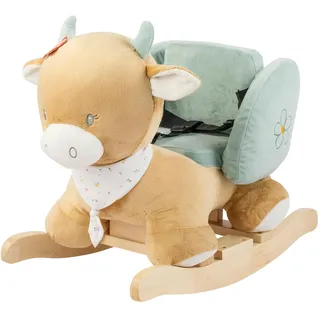 Nattou Schaukeltier, Kuh Mila, Inkl. Sicherheitsgurt, Fröhliches Hin- und Herschaukeln, Ca. 60 x 30 x 45 cm, Mila, Zoë und Lana, Polyester/Holz, Beige