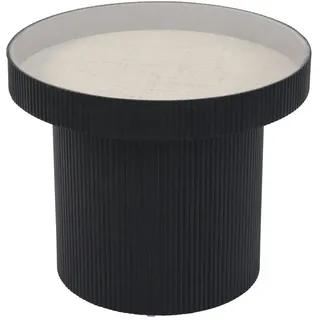 Svita Miguel Beistelltisch mit Glas Coffeetable Couchtisch klein rund Schwarz