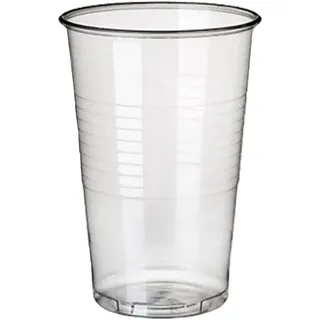 cwpack PP Plastikbecher 0,2l Trinkbecher transparent mit Eichstrich, Wasserbecher einweg