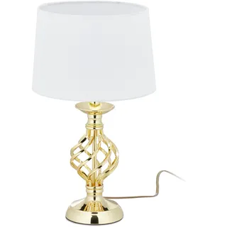 Relaxdays Tischlampe Gold Weiß