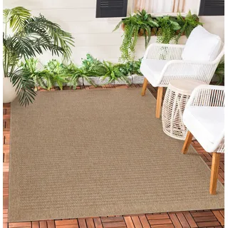 Teppium Outdoor Teppich Wetterfest 200x300 (200 x 290 cm) Beige Sisal & Jute Optik - Küchenteppich Waschbar rutschfest, Wasserfest, Boho, Pflegeleicht - Ideal für Balkon, Terassen, Garten, Camping