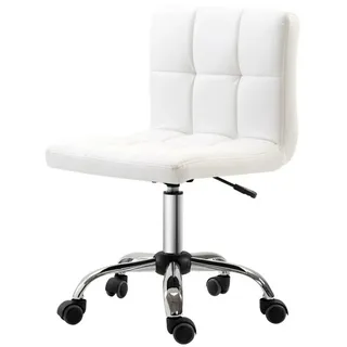 MC Star Bürostuhl Ergonomischer Schreibtischstuhl ohne Armlehne (Höhenverstellbarer Drehstuhl, Computerstuhl für Büro, Arbeitszimmer, Kunstleder, Weiß) weiß