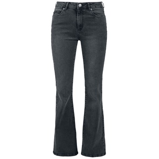 Urban Classics Jeans - Ladies High Waist Flared Denim Pants - W27L30 bis W32L32 - für Damen - Größe W30L32 - schwarz