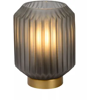 Tischleuchte Glas Schirm Grau Gold Schlafzimmer 17 cm klein E14 Nachttisch Lampe