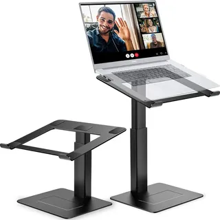 supamir Laptop Ständer Höhenverstellbar, Laptopständer für Schreibtisch, Stehen möglich, DJ Laptop Stand, Kompakte Alternative zum Stehpult, Passend für MacBook und alle 13" - 16.5" Notebook, Schwarz