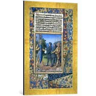 Gerahmtes Bild von französisch Buchmalerei Stundenbuch Ludwigs von Orleans FOL.37 r, Kunstdruck im hochwertigen handgefertigten Bilder-Rahmen, 40x60 cm, Gold Raya