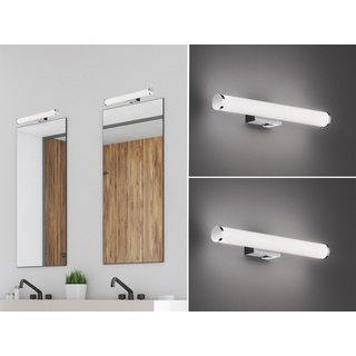 meineWunschleuchte Spiegelleuchte, LED fest integriert, Warmweiß, 2er Set Wand-lampe mit Schalter Badezimmerlampen Silber, Breite 40cm silberfarben|weiß