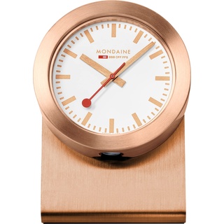 Mondaine Tischuhr mit Magnet aus Aluminium in den Farben Kupfer-Weiß 50mm, A660.30318.82SBK
