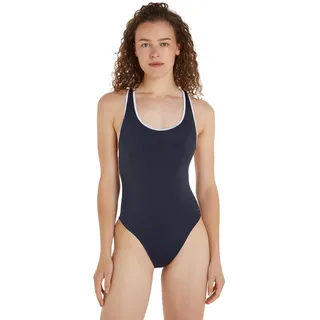 Tommy Hilfiger Damen Badeanzug Racerback One Piece Sportlich, Blau (Desert Sky), M - M