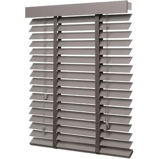 Ventanara® Holzjalousie 50mm Holz Jalousie Matt Jalousette Echtholz (80 x 180 cm, Taupe)
