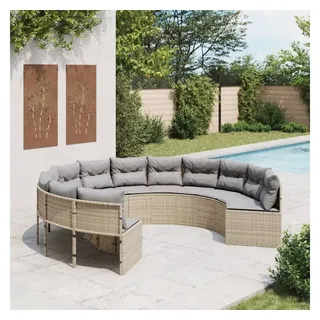vidaXL Gartensofa mit Kissen Rund beige