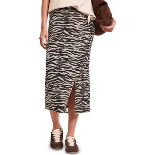 Street One Midi-Rock mit Schlitz und Animal Print Espresso Brown 34 - 34