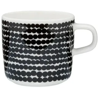 Marimekko - Oiva/Siirtolapuutarha - Kaffeetasse - Weiß/Schwarz/Räsymatto - Ø7,5xH7cm - 2 dl