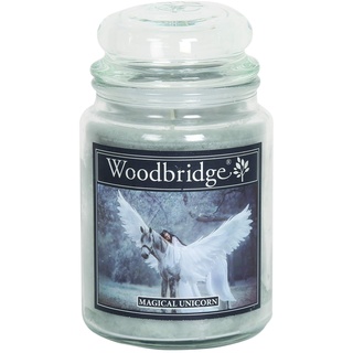 Woodbridge Duftkerze im Glas mit Deckel | Magical Unicorn | Duftkerze Patchouli | Kerzen Lange Brenndauer (130h) | Duftkerze groß | Kerzen Grau (565g)