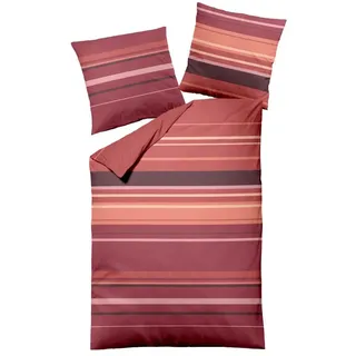 Dormisette Wendebettwäsche Biber Bettwäsche RED STRIPES - MADE in GERMANY kuschelig warm, Biber, 2 teilig rot