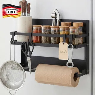 Edelstahl Gewürzregal mit Küchenpapier-Halter magnetisch ohne Bohren für Küche B
