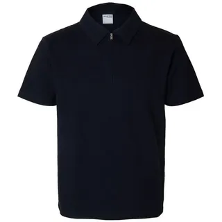 SELECTED HOMME Poloshirt SLHSANDER SEERSUCKER ZIP (1-tlg) mit Stretch blau S (48)