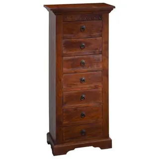 kolonial Kommode Schubladadenkommode Sideboard schmal hoch Akazie Natur Holz