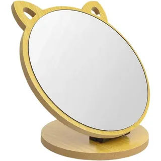 Holz Make-Up Spiegel mit Katzenohren, verstellbarer Winkel, Standspiegel, für Badezimmer