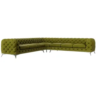 s-style möbel Eckcouch Samt 7-Sitzer Olive