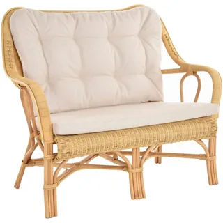 Krines Home Sitzbank Rattan Zweisitzer Bank Harrison Küchenbank Wintergarten Zweisitzer, Wintergartenbank Bank Sofa weiß