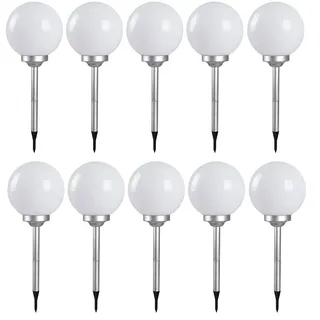 ETC Shop Solarleuchte Kunststoff 10er Set spritzwassergeschützt weiß