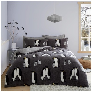 GC GAVENO CAVAILIA Teddy-Fleece-Bettwäsche-Set für Einzelbett, Pinguin-Bettwäsche-Set – weich, gemütlich, warm