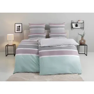 Bettwäsche TOM TAILOR HOME "Felix in Gr. 135x200 oder 155x220 cm", lila (mauve), B/L: 135cm x 200cm, 1 Stk., 1 Stk., Renforcé, B/L: 80cm x 40cm, 3, Renforcé, Obermaterial: 100% Baumwolle, Bettwäsche, Bettwäsche, mit GRATIS-Zugabe: Gästehandtuch (100% Baumwolle), mit Reißverschluss