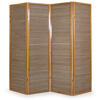 Homestyle4u Paravent »4fach Holz Raumteiler Bambus braun« braun