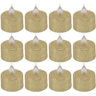Syrisora Flammenlose LED-Teelichter, Batteriebetrieben, LED-Kerzenlampe für Heimdekoration, Partys und Veranstaltungen, mit Realistischem Kerzenflackern (Gold)