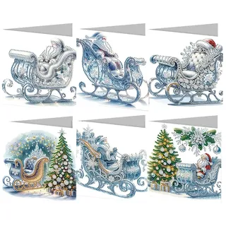 Generish Weihnachtskarten Set,Diamond Painting Weihnachtskarten,6er Set Grußkarten Weihnachten, Klappkarten Frohe Weihnachten mit Umschlägen,Merry Christmas Geschenk Weihnachtsgrüße Dankeschön Karte