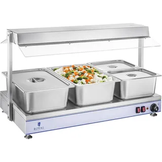Royal Catering Warmhalteplatte Speisenwärmer Wärmetheke Buffetwärmer 1550 W 3 Halogenlampen -