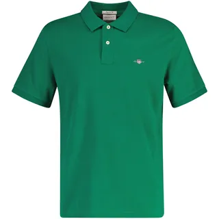 GANT Herren Poloshirt - REGULAR SHIELD, Kurzarm, Knopfleiste, Pique, Stickerei Grün (Wild Green) / 4XL