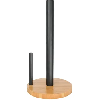 Point-Virgule Küchenrollenhalter stehend aus Bambus Holz, küchen zubehör, schwarz ø 15cm H 29cm