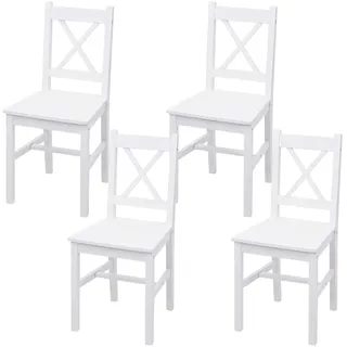 Mendler Esszimmerstuhl HWC-F77 Holz weiß 4er Set