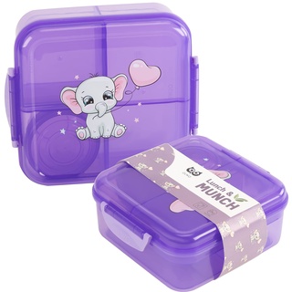 OLWO® Lunchbox-Bentobox für Kinder und Erwachsenen, Brotdose für Kindergarten und Schule mit Unterteilung, Bentobox Kinder Baby Elefant, Bento Box Kinder Violett (Violett)