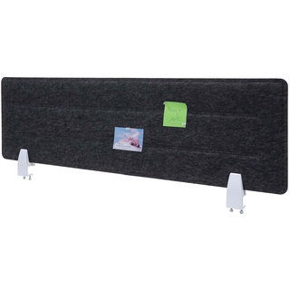 Tischtrennwand MCW-G76, Büro-Sichtschutz Schreibtisch Pinnwand, Klemmen Stoff/Textil mit Prägung ~ 100x30cm schwarz