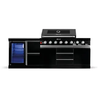 Goriller Outdoorküche, Schwarz Hochglanz, Metall, Rund, 33,700 W, 230x90x58 cm, CE, Grills & Outdoor-Küchen, Gasgrills