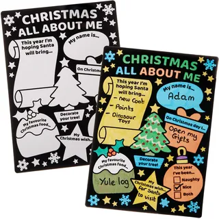 Baker Ross FN316 Weihnachten Alles über mich Fuzzy-Kunst-Poster - Packung mit 8 Postern, Kunsthandwerk für Weihnachten, Schulbedarf für Weihnachten
