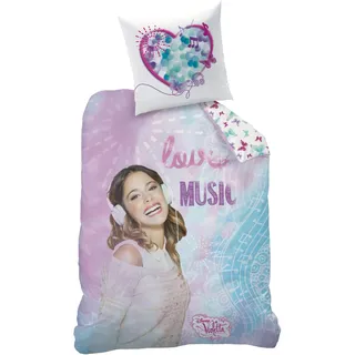 CTI 041944 Bettwäsche Disney Violetta Love, Baumwolle Linon, 135 x 200 und 80 x 80 cm