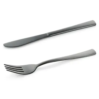24 tlg. Besteckset schwarz matt,12 Gabeln, 12 Messer, Hamburg Fresh, Chromstahl 18/0