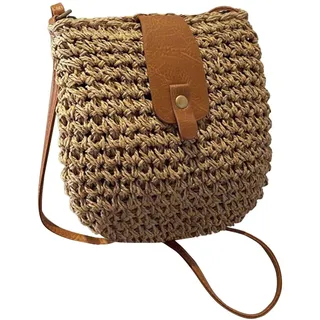 Generisch Basttaschen Damen Sommer Boho Geflochten Schultertasche Strandtasche Mit Reißverschluss Geflochten Umhängetasche Korbtasche Stroh Moderne Häkeltasche Strand Tasche - 20*23*1CM