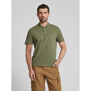 Slim Fit Poloshirt mit Logo-Stitching Modell 'EALIS', Oliv, M