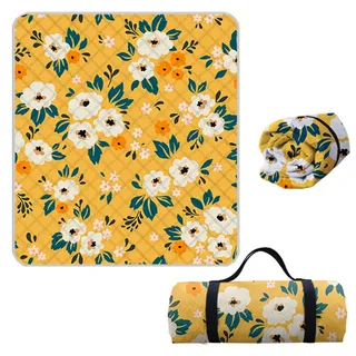 Hayisugal Picknickdecke 200x200 cm Verdickte Stranddecke Sandfrei Wasserdicht Campingdecke Picknickmatte Tragbare Picknickdecke für Strand,Picknick,Wandern,Park,Reisen, Pflanzen Q, 200 x 200 cm